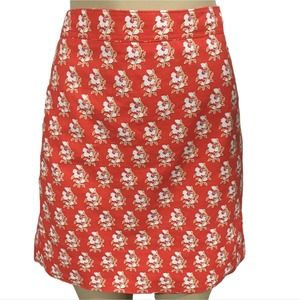 J. Crew Women's Skirt Size 8 Orange White Floral Cotton Blend Floral Mini
